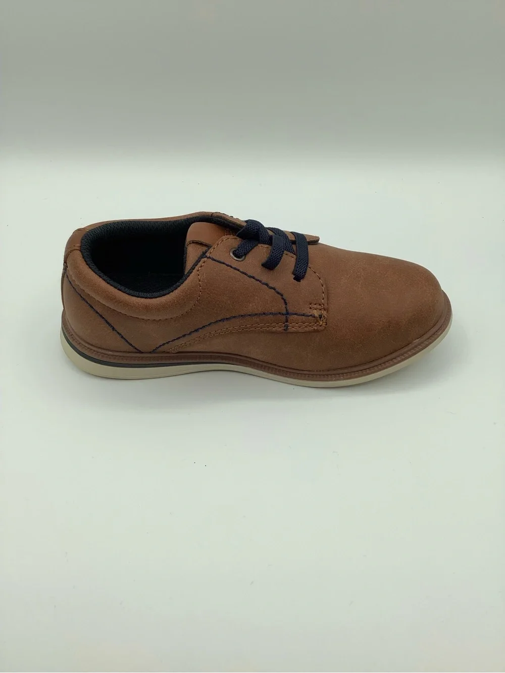 Youth Tan Dress Shoes with Navy Laces